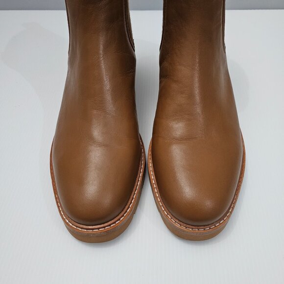 NEW Vince Rue Ankle Bootie Womens 10 Light Fawn Leather Water Repellent Chelsea - Picture 5 of 14